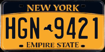 NY license plate HGN9421