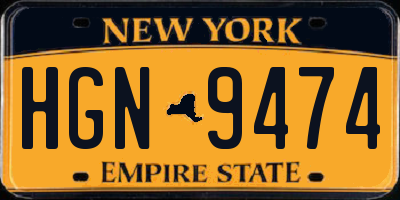 NY license plate HGN9474