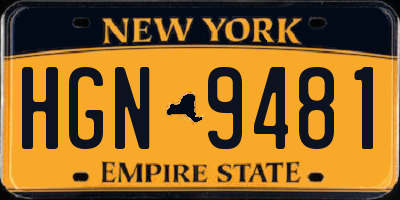 NY license plate HGN9481