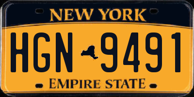 NY license plate HGN9491