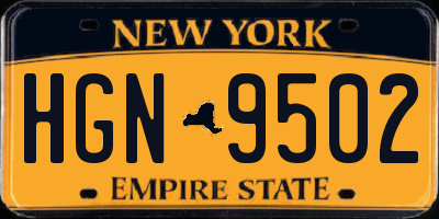 NY license plate HGN9502