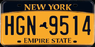 NY license plate HGN9514