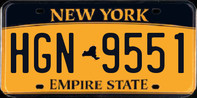 NY license plate HGN9551