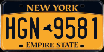 NY license plate HGN9581