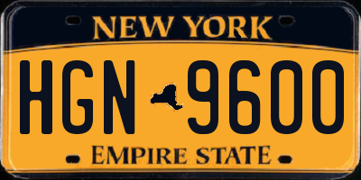 NY license plate HGN9600