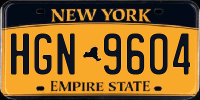 NY license plate HGN9604