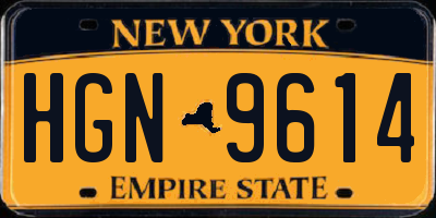 NY license plate HGN9614