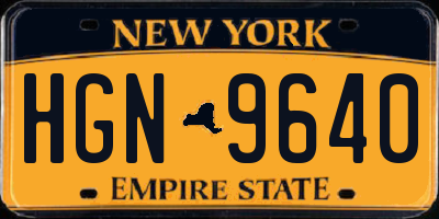 NY license plate HGN9640