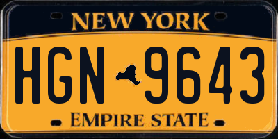 NY license plate HGN9643