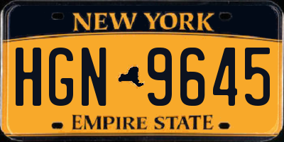 NY license plate HGN9645