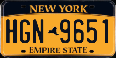 NY license plate HGN9651