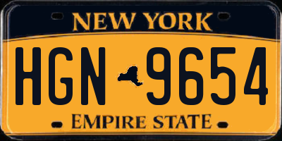 NY license plate HGN9654