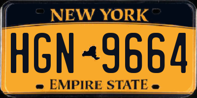 NY license plate HGN9664