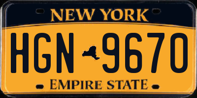 NY license plate HGN9670