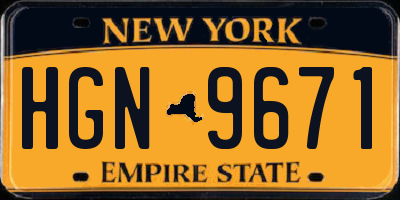 NY license plate HGN9671