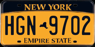 NY license plate HGN9702