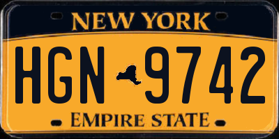 NY license plate HGN9742