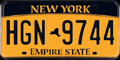 NY license plate HGN9744