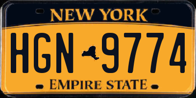 NY license plate HGN9774