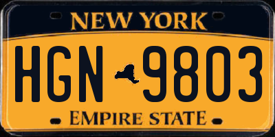 NY license plate HGN9803