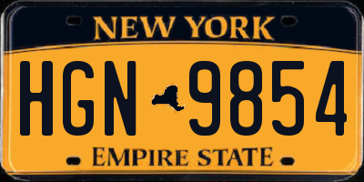 NY license plate HGN9854