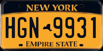 NY license plate HGN9931