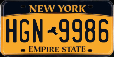 NY license plate HGN9986