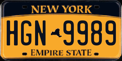 NY license plate HGN9989