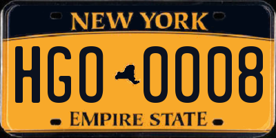 NY license plate HGO0008