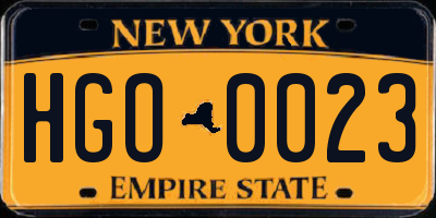 NY license plate HGO0023