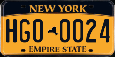 NY license plate HGO0024