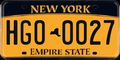 NY license plate HGO0027