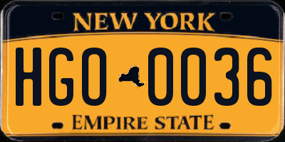 NY license plate HGO0036