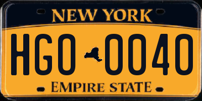 NY license plate HGO0040
