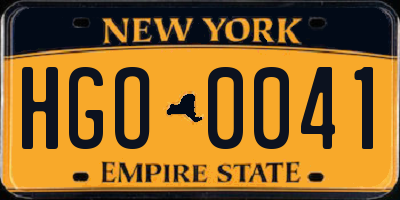 NY license plate HGO0041
