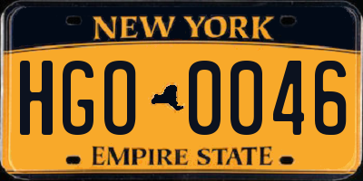 NY license plate HGO0046