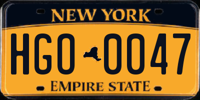 NY license plate HGO0047