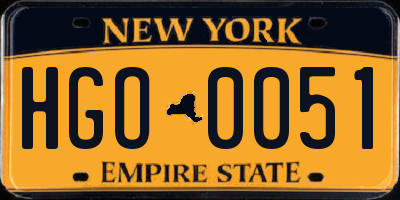 NY license plate HGO0051