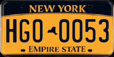 NY license plate HGO0053