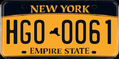 NY license plate HGO0061