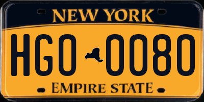 NY license plate HGO0080