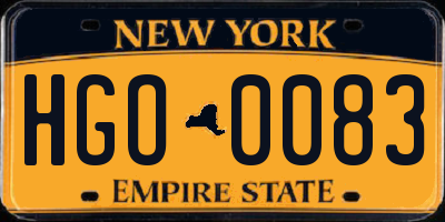 NY license plate HGO0083