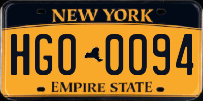 NY license plate HGO0094