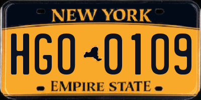 NY license plate HGO0109