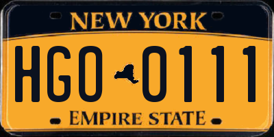 NY license plate HGO0111
