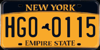NY license plate HGO0115