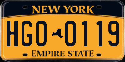 NY license plate HGO0119