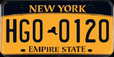 NY license plate HGO0120
