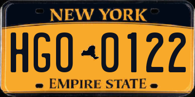 NY license plate HGO0122