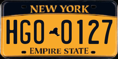 NY license plate HGO0127